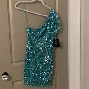 Arden b sequin one shoulder dress
